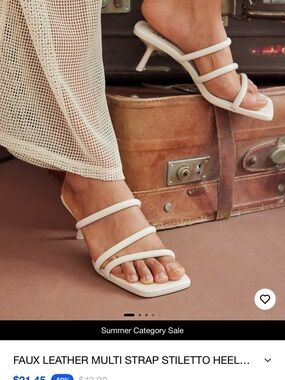 Cider White Triple-Strap Stiletto Mules